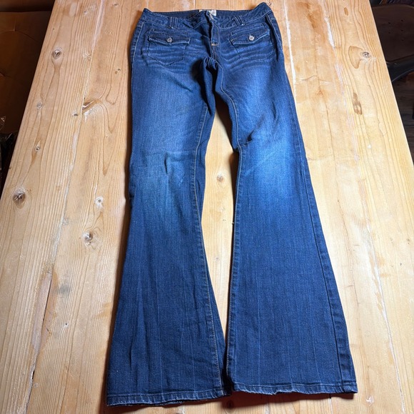 Aeropostale Denim - Aeropostale Hailey Flare Jeans Womens 3/4 Reg Dark Wash Low Rise Y2K Denim